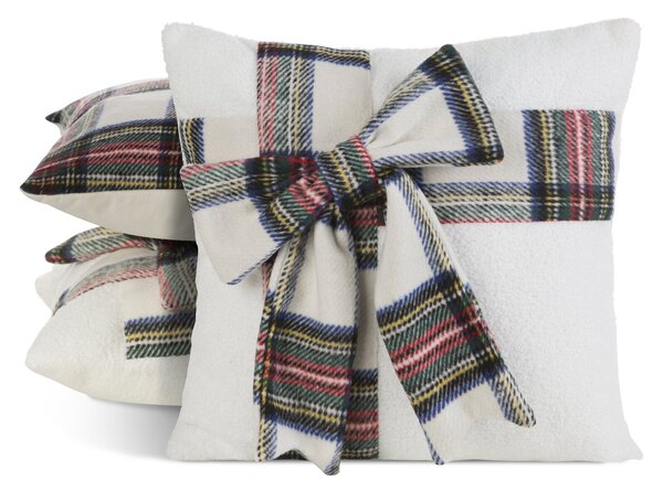 CHLUPATÝ VÁNOČNÍ DEKORAČNÍ POVLAK NA POLŠTÁŘ SCARF 45X45 CM VZOROVANÝ
