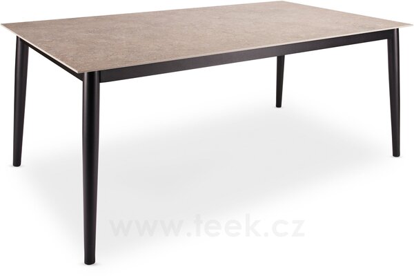 Stern Jídelní stůl Ava, Stern, obdélníkový 180x100x74 cm, rám lakovaný hliník černý (black matt), deska keramika dekor Stone grey