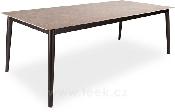 Stern Jídelní stůl Ava, Stern, obdélníkový 220x100x74 cm, rám lakovaný hliník černý (black matt), deska keramika dekor Stone grey