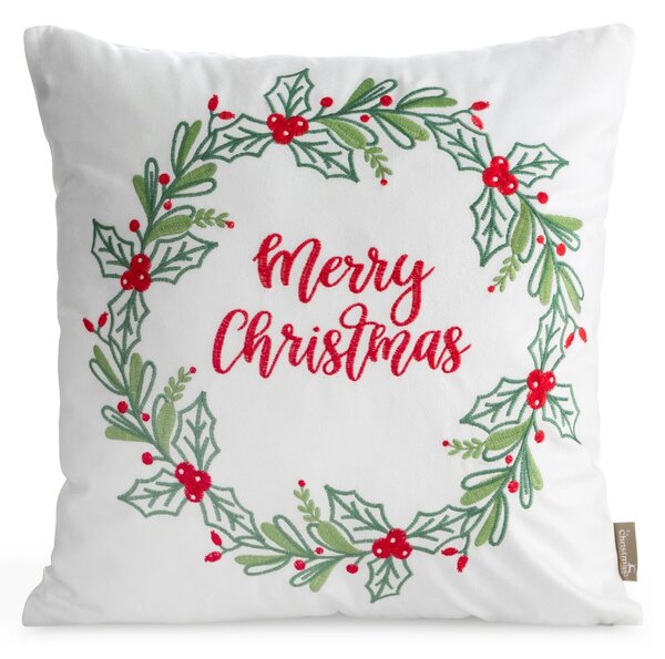VÁNOČNÍ DEKORAČNÍ POVLAK NA POLŠTÁŘ MERRY 45X45 CM VZOROVANÝ