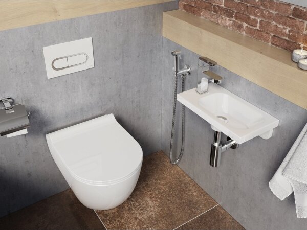 Ravak XJGL1100000 - Závěsné umyvadlo CHROME 40x22 cm litý mramor/bílá