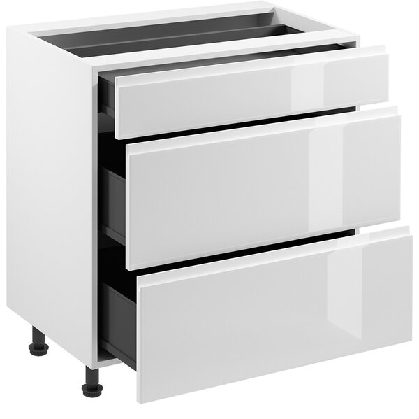 Kuchyňská linka ASPEN b | 180 cm + 340 cm | zásuvky METALBOX | SOKL v CENĚ | bílá lesk