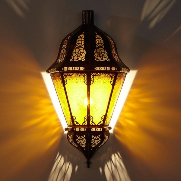 Nástěnná sklěnená lampa z Maroka "Beluti" žlutá