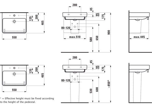 LAUFEN H8109620001041 - Umyvadlo na desku/závěsné PRO 55x46,5 cm keramika/bílá