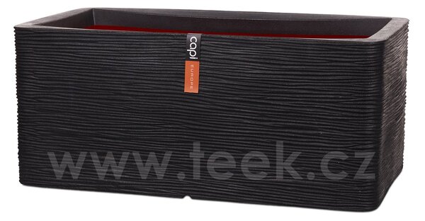 Capi Europe Květináč obdélníkový Rib NL, Capi, 73x39x32 cm, recyklovatelná PE směs, barva black