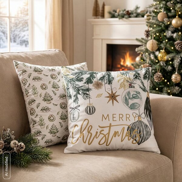 VÁNOČNÍ DEKORAČNÍ POVLAK NA POLŠTÁŘ SILENT NIGHT1 45X45 CM VZOROVANÝ