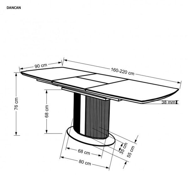 Halmar Rozkládací jídelní stůl DANCAN 160(220)x90 bílý mramor/šedá