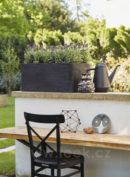 Capi Europe Květináč obdélníkový Rib NL, Capi, 73x39x32 cm, recyklovatelná PE směs, barva black
