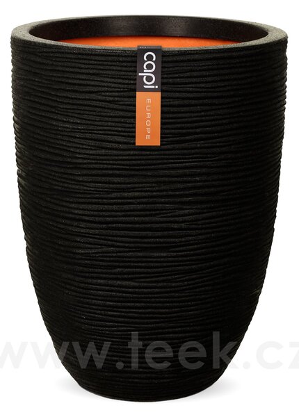 Capi Europe Květináč kulatý Rib NL, Capi, průměr 46 cm, výška 58 cm, recyklovatelná PE směs, barva black