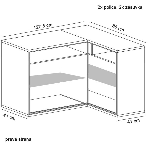 MEDIOLAN | rohová komoda M15 PRAVÁ | natural hikora