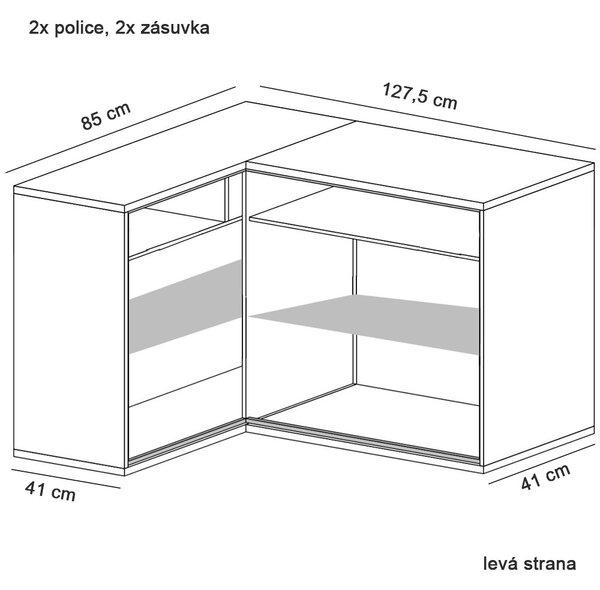 MEDIOLAN | rohová komoda M15 LEVÁ | natural hikora