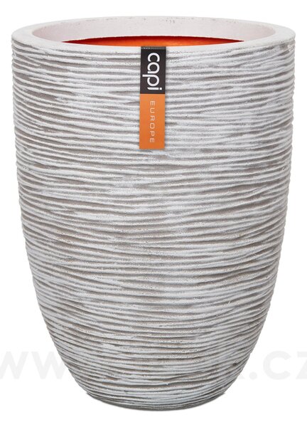 Capi Europe Květináč kulatý Rib NL, Capi, průměr 34 cm, výška 46 cm, recyklovatelná PE směs, barva ivory
