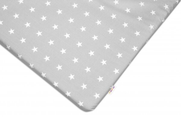 Baby Nellys Bavlněné prostěradlo 60x120 cm - Hvězdičky bílé v šedé