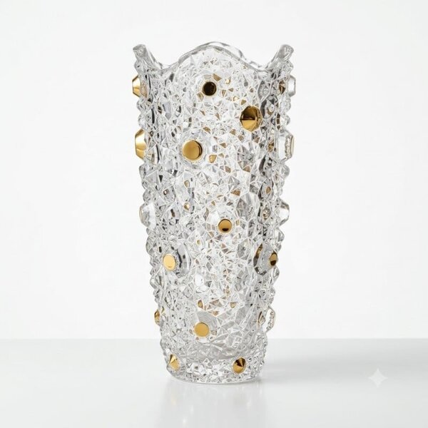 KŘIŠŤÁLOVÁ VÁZA BOHEMIA CRYSTAL GOLD 300 MM