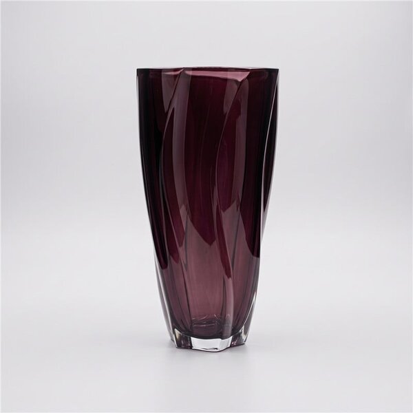 KŘIŠŤÁLOVÁ VÁZA BOHEMIA BARLEY TWIST BURGUNDE 305 MM