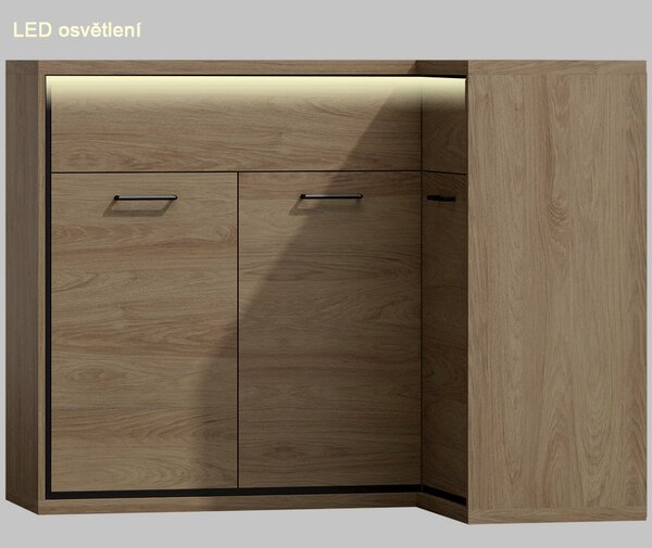 MEDIOLAN | rohová komoda M15 PRAVÁ | natural hikora