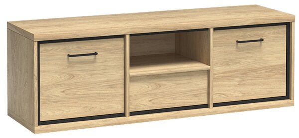 MEDIOLAN | TV stolek M12 se zásuvkou a policemi | 139 cm | natural hikora