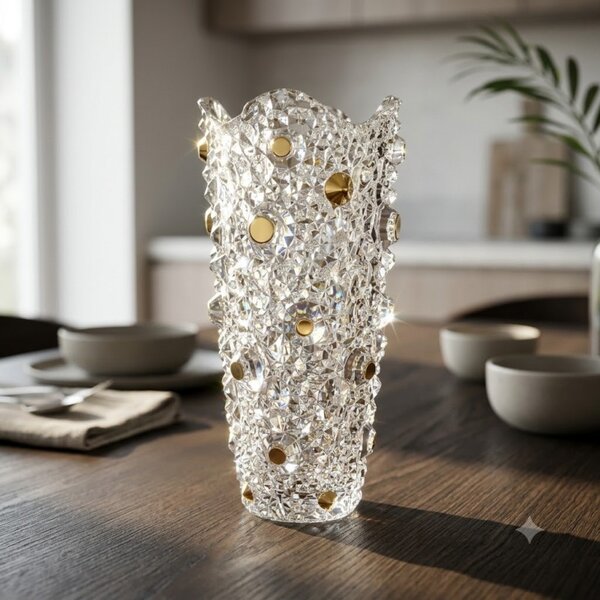 KŘIŠŤÁLOVÁ VÁZA BOHEMIA CRYSTAL GOLD 300 MM
