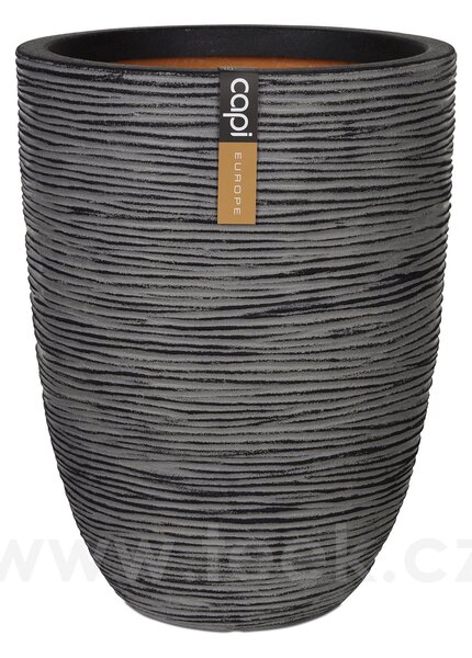Capi Europe Květináč kulatý Rib NL, Capi, průměr 34 cm, výška 46 cm, recyklovatelná PE směs, barva anthracite