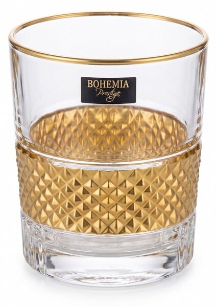 BOHEMIA PRESTIGE ELEGANTE ROYAL GOLD SKLENICE NA WHISKY 340 ML SADA 6 KS