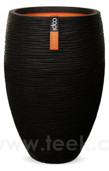 Capi Europe Květináč kulatý Rib NL, Capi, průměr 55 cm, výška 85 cm, recyklovatelná PE směs, barva black