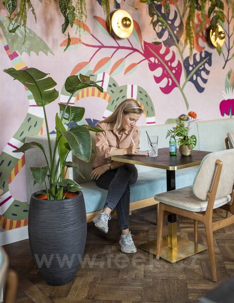 Capi Europe Květináč kulatý Rib NL, Capi, průměr 55 cm, výška 85 cm, recyklovatelná PE směs, barva black