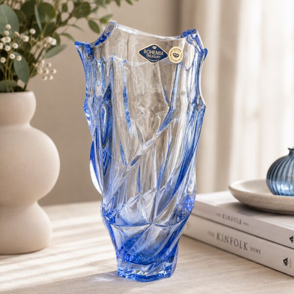 KŘIŠŤÁLOVÁ VÁZA BOHEMIA FLAMENCO BLUE TOUCH 300 MM