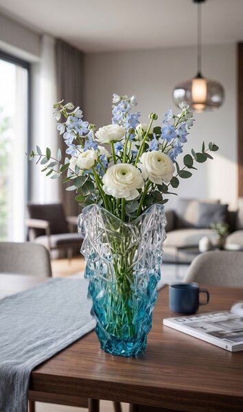 KŘIŠŤÁLOVÁ VÁZA PRESTIGE CLIFF ICE BLUE 300 MM