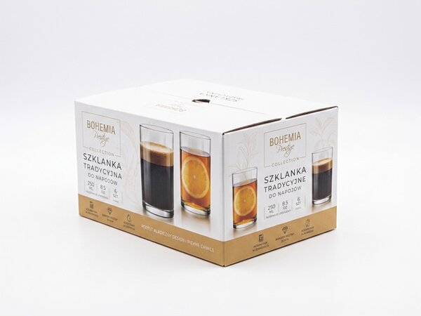 BOHEMIA PRESTIGE TRADITIONAL GLASSES SKLENICE NA VODU 250 ML SADA 6 KS