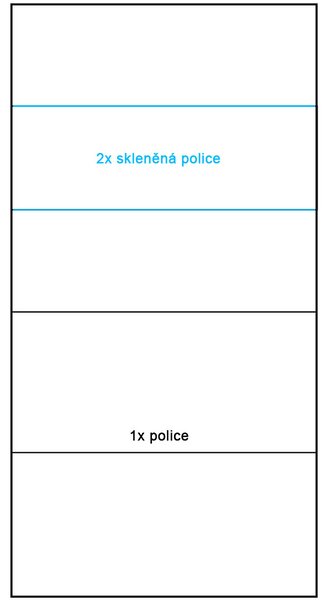 INDIANAPOLIS k | vitrína I-3 s policemi | 96 cm | kraft bílý