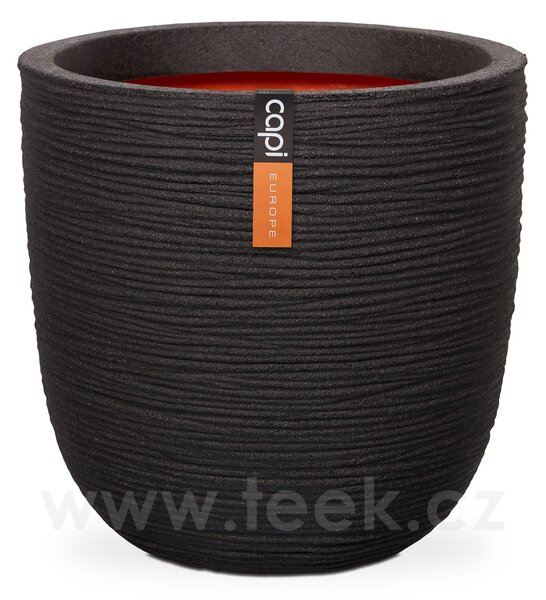 Capi Europe Květináč kulatý Rib NL, Capi, průměr 55 cm, výška 53 cm, recyklovatelná PE směs, barva black