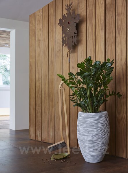 Capi Europe Květináč kulatý Rib NL, Capi, průměr 55 cm, výška 85 cm, recyklovatelná PE směs, barva ivory