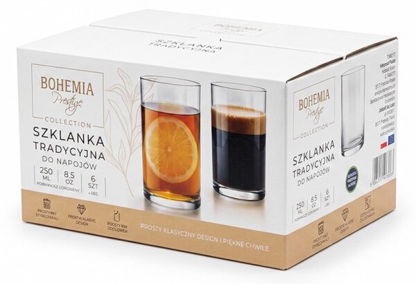 BOHEMIA PRESTIGE TRADITIONAL GLASSES SKLENICE NA VODU 250 ML SADA 6 KS
