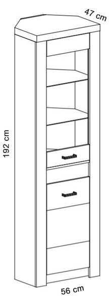 INDIANAPOLIS t | vitrína I-23 ROHOVÁ | 56 cm | UNI provedení | jasan tmavý