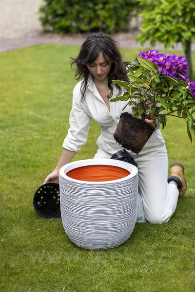 Capi Europe Květináč kulatý Rib NL, Capi, průměr 43 cm, výška 41 cm, recyklovatelná PE směs, barva ivory