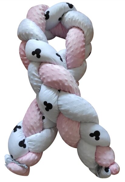 KMS Mantinel do postýlky cop - bílý-růžový - myška Minnie Délka: 180 cm