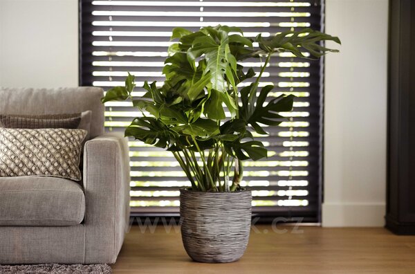 Capi Europe Květináč kulatý Rib NL, Capi, průměr 35 cm, výška 34 cm, recyklovatelná PE směs, barva anthracite