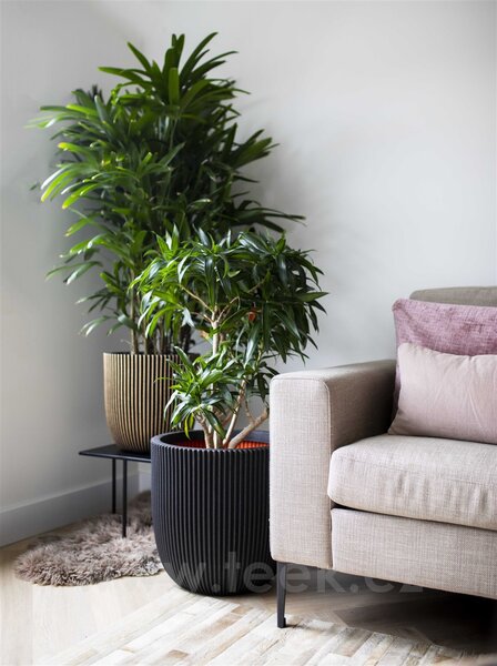 Capi Europe Květináč kulatý Groove NL, Capi, průměr 43 cm, výška 41 cm, recyklovatelná PE směs, barva black