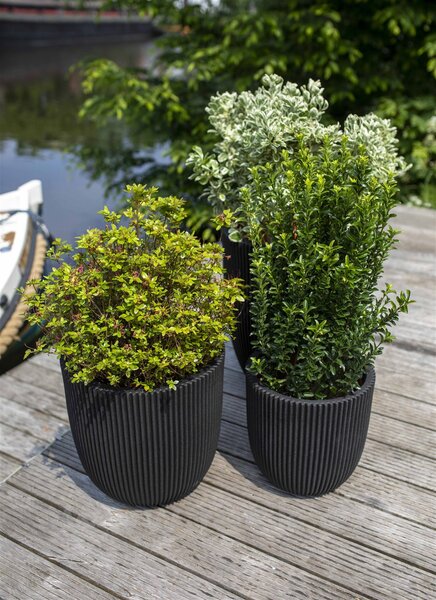 Capi Europe Květináč kulatý Groove NL, Capi, průměr 43 cm, výška 41 cm, recyklovatelná PE směs, barva black