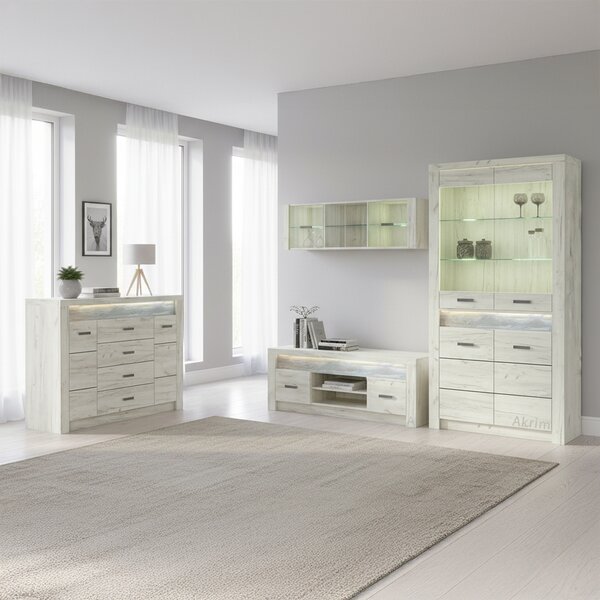 Obývací stěna INDIANAPOLIS k | sestava F | 370 cm | kraft bílý