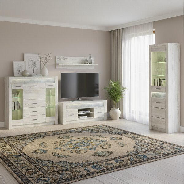 Obývací stěna INDIANAPOLIS k | sestava D | 330 cm | kraft bílý