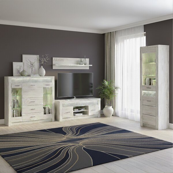Obývací stěna INDIANAPOLIS k | sestava D | 330 cm | kraft bílý