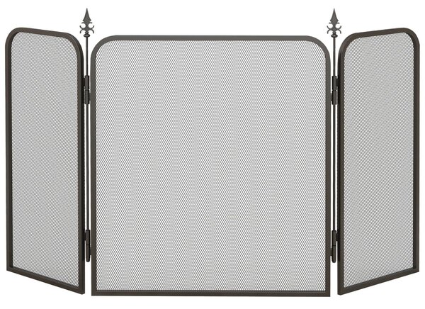 HOMCOM Ochrana krbu, skládací ochranná clona se 3 panely, ochranný štít proti jiskrám pro obývací pokoj, ložnici, kov, 96 x 56 cm, černá | Aosom