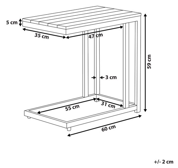 Zahradní odkládací stolek MESSINA 60 cm 35 cm Bílá