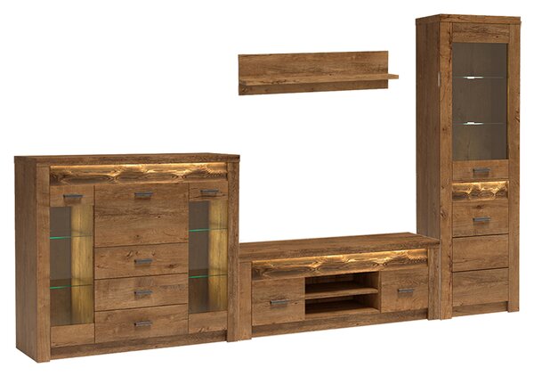 Obývací stěna INDIANAPOLIS s | sestava D | 330 cm | jasan světlý