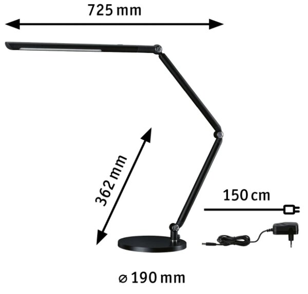 Paulmann 78912 FlexBar černá LED stolní lampa, 10,6W LED 3000-6500K, výška 67cm