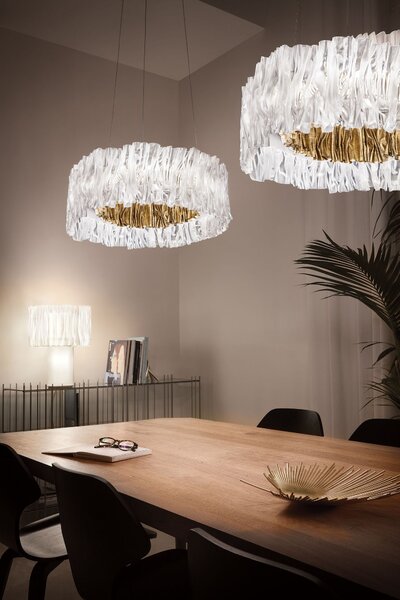SLAMP ACRSM00GLD01T27NMTEU Accordéon, designové svítidlo se zlatou, 52W 2700K stmívatelné, prům. 57cm