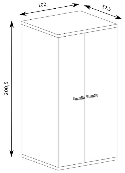 NATURAL | šatní skříň N1 s policí a šatní tyčí | 102 cm | dub ribbeck