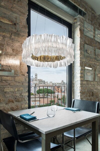 SLAMP ACRSM00GLD01T27NMTEU Accordéon, designové svítidlo se zlatou, 52W 2700K stmívatelné, prům. 57cm