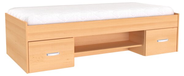Jednolůžko GALA s úložným prostorem Dub natur (dub sonoma), zapuštěné úchytky, zvýšená 3 čela (zadní a 2 boční)